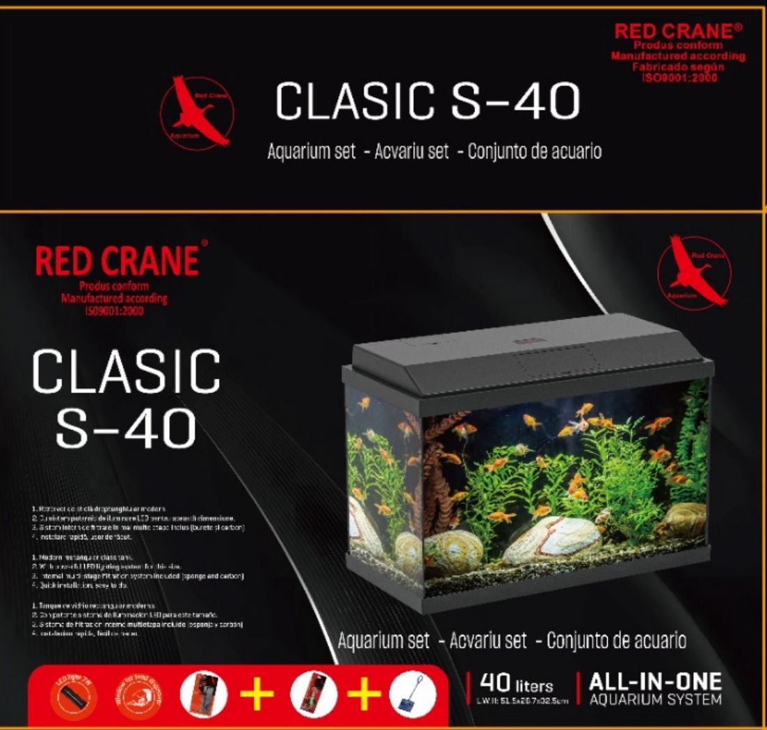 Acvariu Red Crane CLASIC S.40, Black 40 L