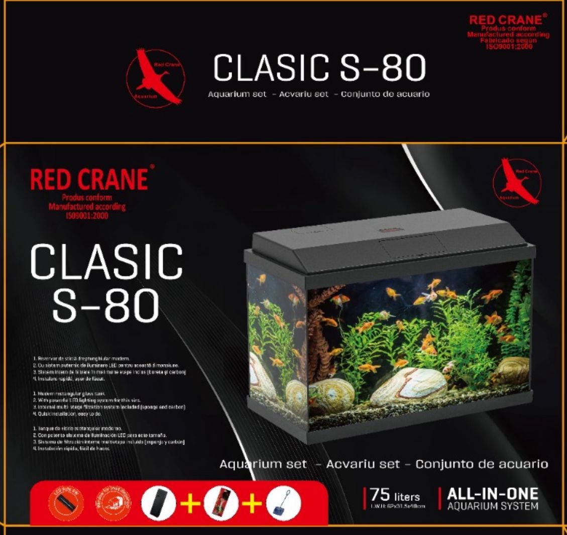 Acvariu Red Crane CLASIC S.80, Black 75 L
