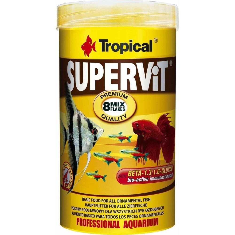 Táplálék pehely formájában mindenevő halaknak, Tropical Supervit Flakes, 50g/250ml