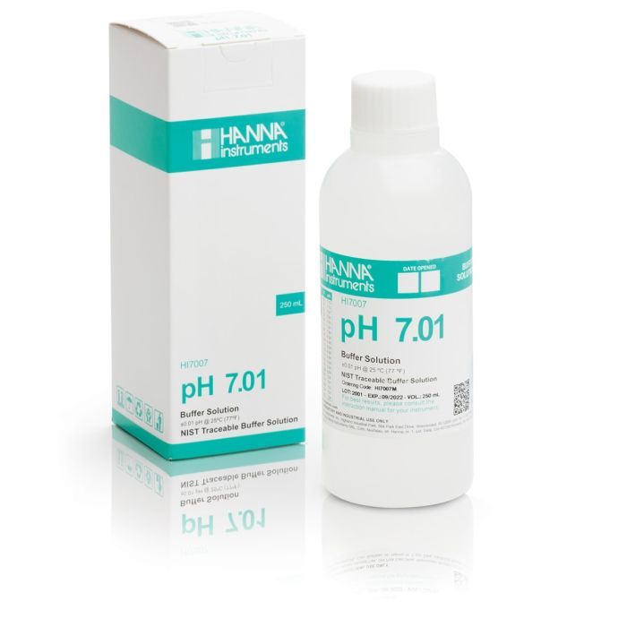 Pufferoldat pH 7,01 teszter kalibrálásához, Hanna kalibrációs oldat pH 7,01 Érték 25°C, oldatos flakon 230 ml