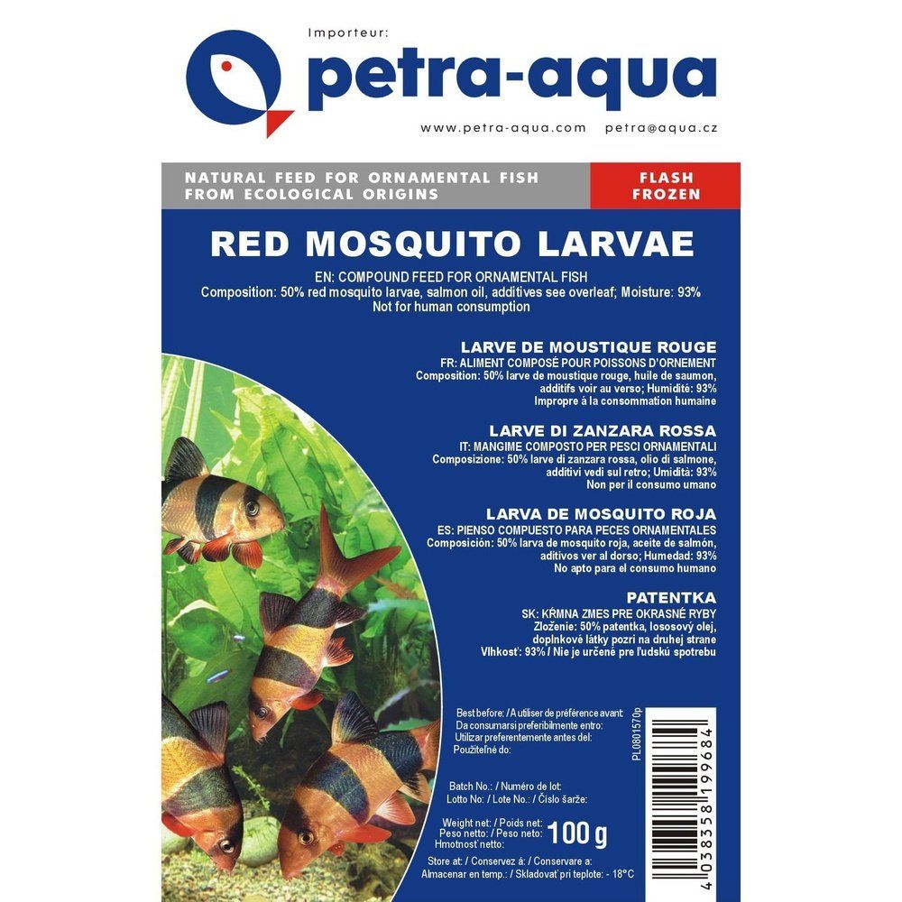 Hrana congelata pentru pesti ornamentali (larve rosii), RED MOSQUITO LARVAE, blister 100 g