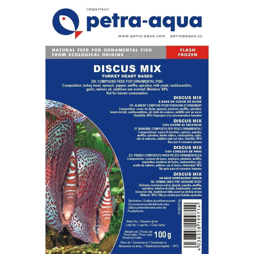 Hrana congelata pentru pesti ornamentali, DISCUS MIX Turkey Heart Based, blister 100 g