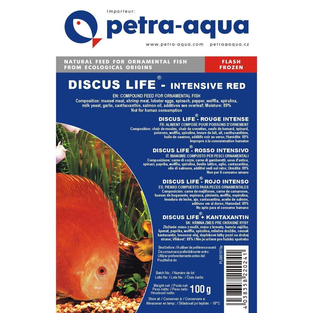 Fagyasztott eledel díszhalaknak, DISCUS LIFE INTENSIVE RED, 100 g