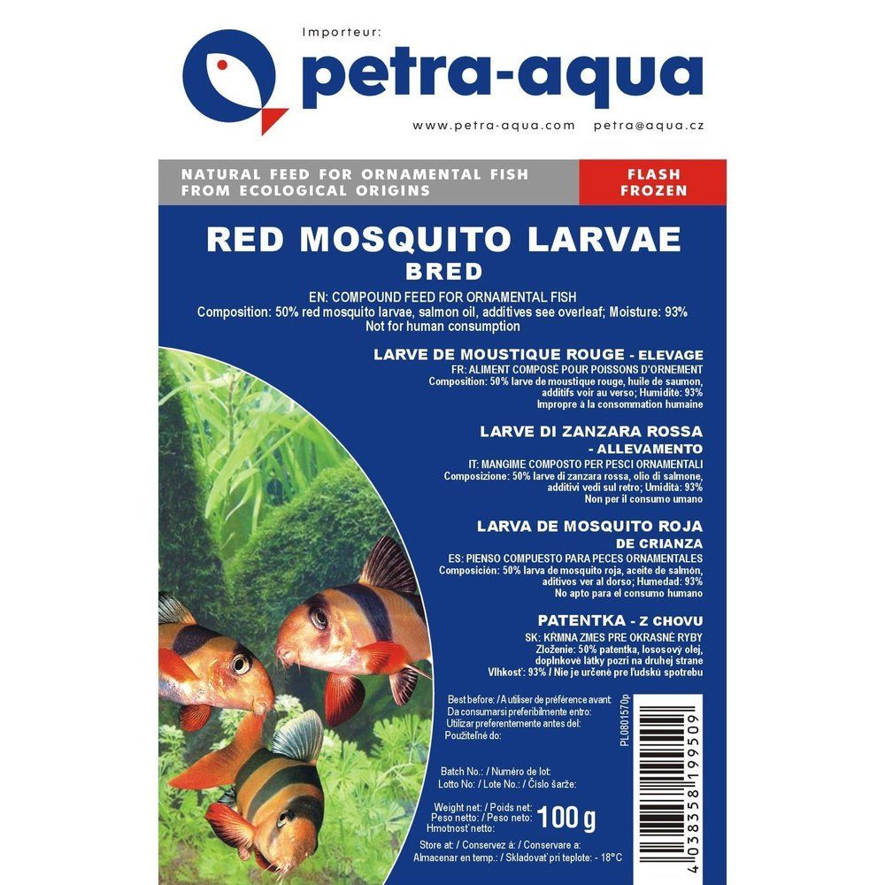 Fagyasztott eledel díszhalaknak, RED MOSQUITO LARVAE BRED blister 100 g