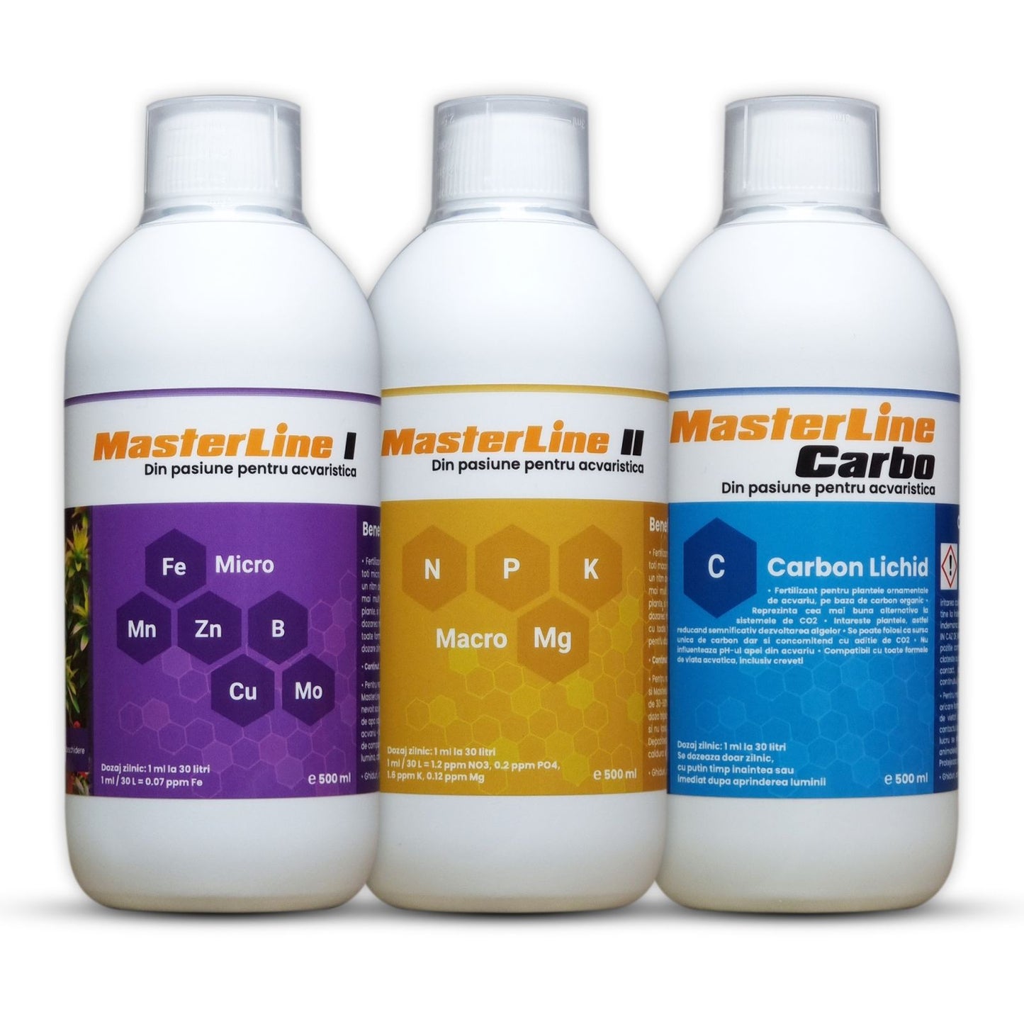 Akváriumi növényi műtrágya csomag MasterLine I + MasterLine II + MasterLine Carbo 500 ml