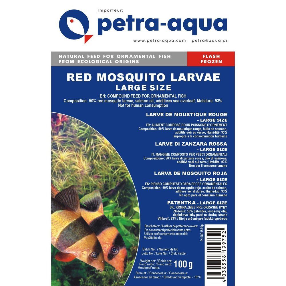 Fagyasztott eledel díszhalaknak RED MOSQUITO LARVAE, LARGE SIZE, blister 100 g