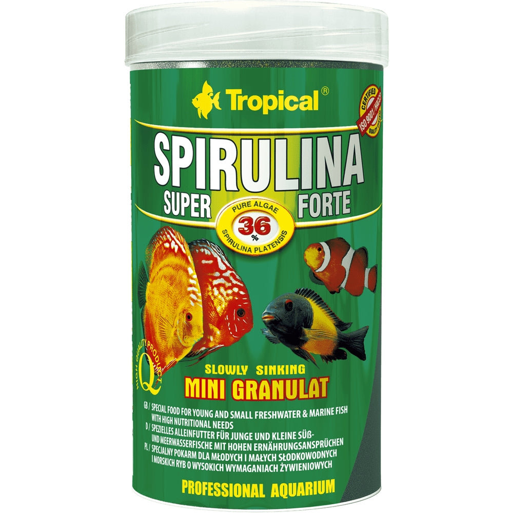 Mini granulált élelmiszer magas spirulina tartalommal (36%), Tropical Spirulina Super Forte Granulated, 56g/100ml