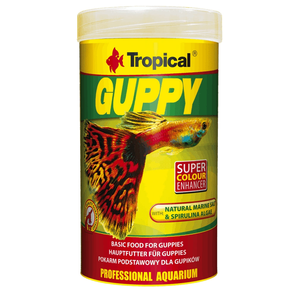 Guppy tropical kiegyensúlyozott és teljes táplálék a guppik számára,