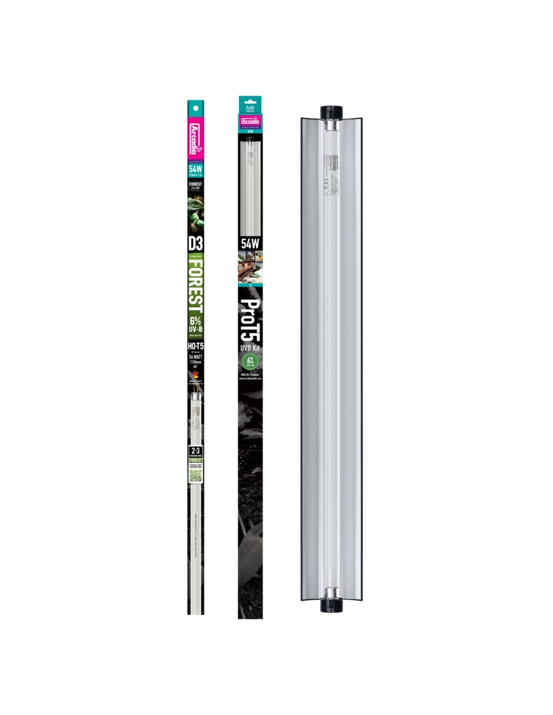 Arcadia Pro T5 UVB Kit lampa si neon terariu, Forest, 6% UV-B, 54 Watt