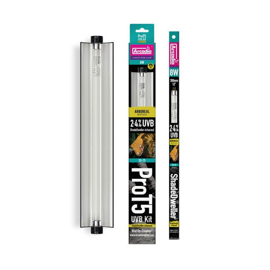 Arcadia Pro T5 UVB lámpa és neon terrárium készlet, Shade-Dweller, 2.4% UV-B 8W, Arboreal (EU)