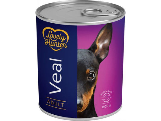 Nedves eledel felnőtt kutyáknak borjúhús alapú, Lovely Hunter, 800 g, konzerv