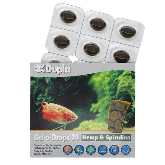 Capsule cu canepa si spirulina pentru pesti ornamentali, Dupla Gel-o-Drops 24 Hemp & Spirulina, 12 capsule