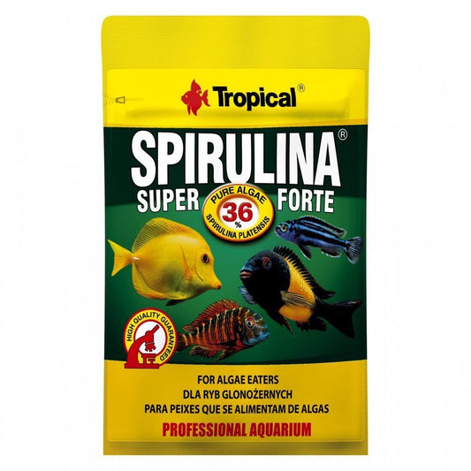 Magas spirulina tartalmú pehely formájú étel, Tropical Super Spirulina Forte 36%, 12g