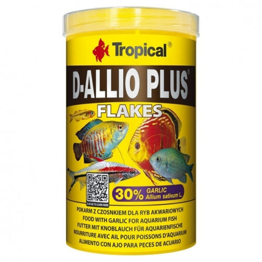 Étel fokhagymapehely formájában díszhalak számára, Tropical D-Allio Plus Flakes, 20g/100ml