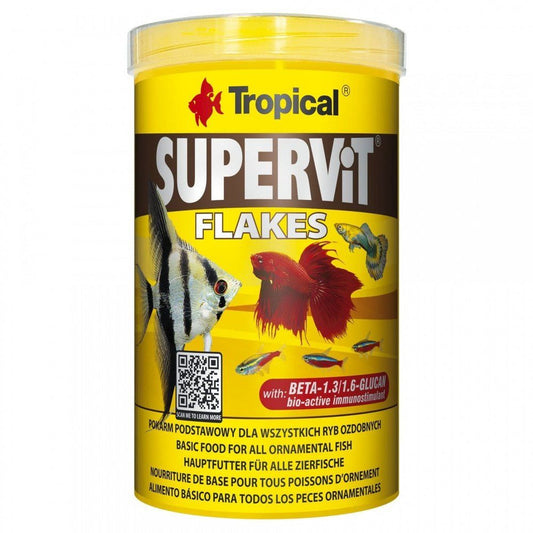 Táplálék pehely formájában mindenevő halaknak, Tropical Supervit Flakes, 100g/500ml