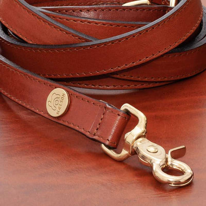 Lesa maro de piele pentru caini, EcoSkin Leas'H 210/2.0 cognac/steel, 210 x 2 cm