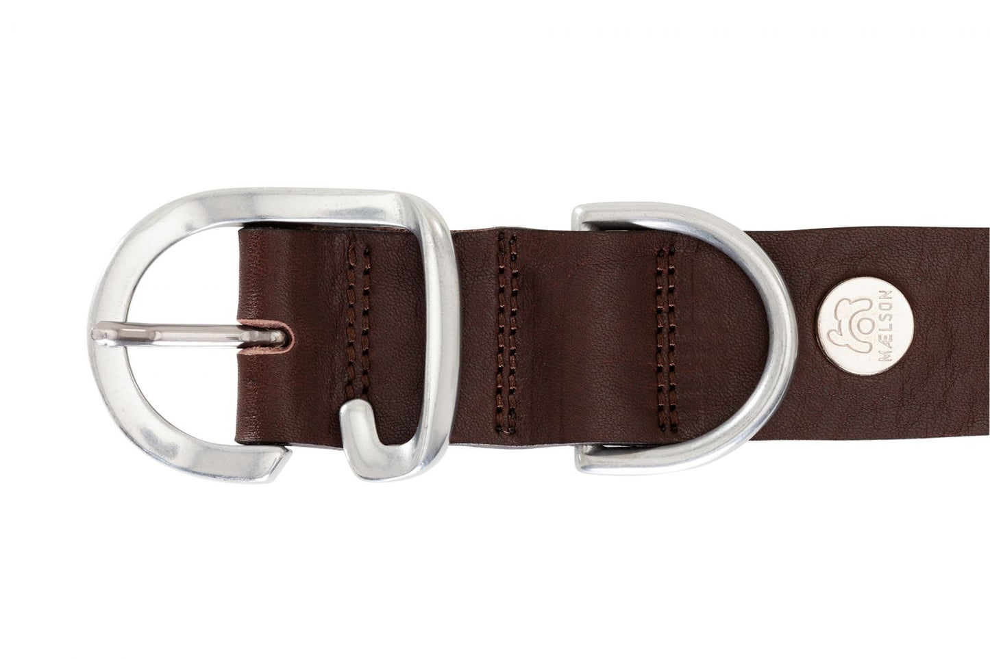 Zgarda maro de piele pentru caini, EcoSkin Coll'R 40/25 Cognac/metal, lungime 29-35/latime 2.5 cm