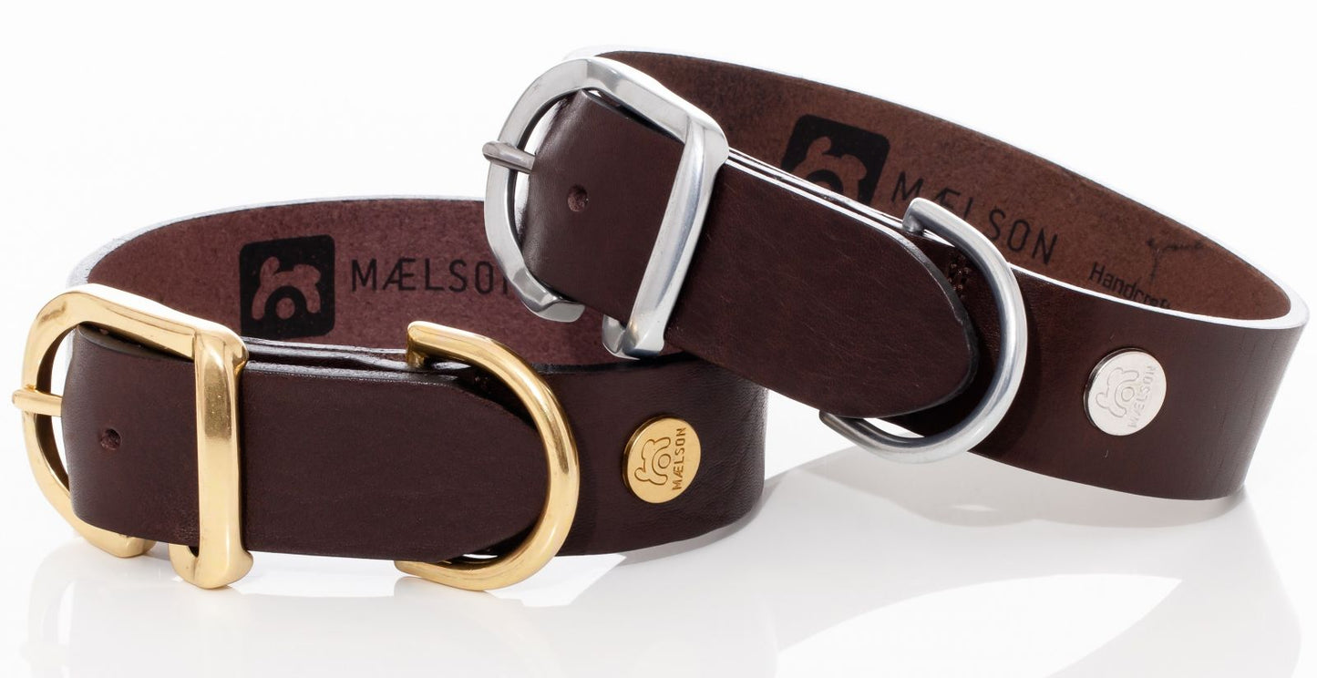 Zgarda maro inchis de piele pentru caini, EcoSkin Coll'R 45/35 Mokka/metal, lungime 33-39/latime 3.5 cm