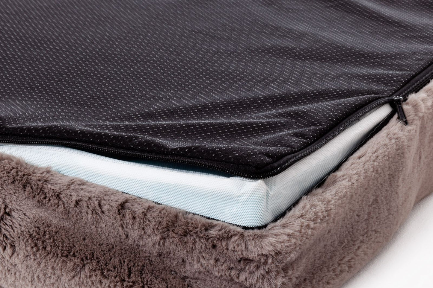 Pat ortopedic din spumă cu memorie pentru câini, MemoFluff 100 charcoal, 100 x 75 x 10 cm, negru