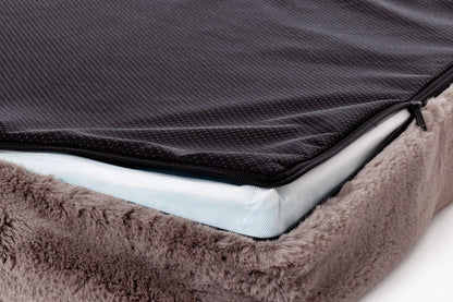 Pat ortopedic din spumă cu memorie pentru câini, MemoFluff 80 charcoal, 80 x 60 x 10 cm, negru