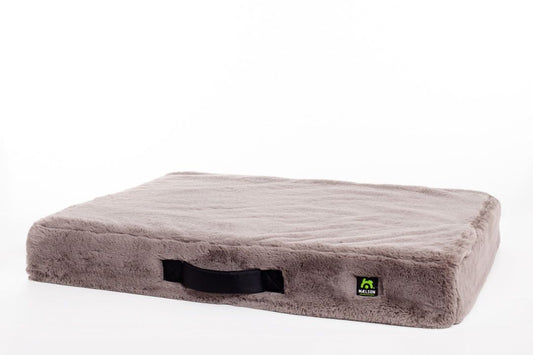 Pat ortopedic din spumă cu memorie pentru câini, MemoFluff 80 stone, 80 x 60 x 10 cm, crem