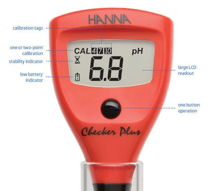 pH Tester, Hanna Checker Plus Tester pH cu rezolutie 0.01 pH, electrod inlocuibil