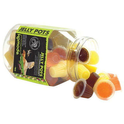 Borcan cu recipiente cu gelatina cu diverse arome pentru hrana reptilelor, Komodo Jelly Pots Fruit Mix Jar, 60 buc.