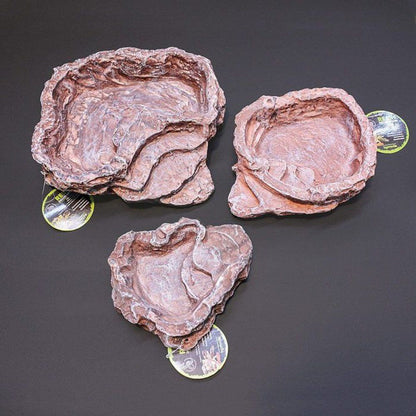 Recipient din rasina pentru hranirea reptilelor, Komodo Terraced Dish Brown (resin) large