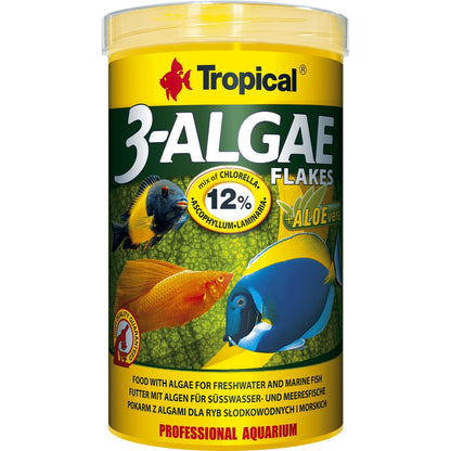 Pehelyeledel növényevő halaknak, Tropical 3-Algae Flakes, 100ml/20g