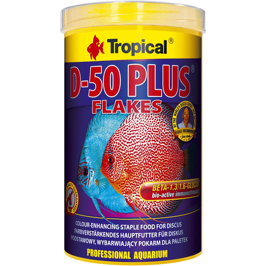 Hrană sub  formă de fulgi pentru intensificarea coloritului peștilor, Tropical D-50 Plus flakes, 50g/250ml