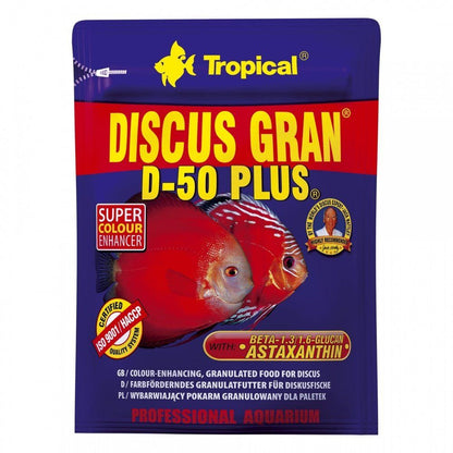 Granulált eledel diszkoszhalak számára, Tropical Discus Gran D-50 Plus, visszazárható zacskó, 12g