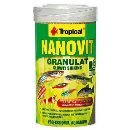 Minigranulált eledel kis halak és ivadékok számára, Tropical Nanovit Granulated, 70g/100ml 