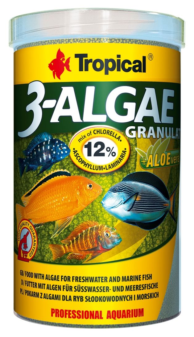 Hrana cu alge pentru pesti de apa dulce si de mare, Tropical 3-Algae Granulat, 250ml / 110g