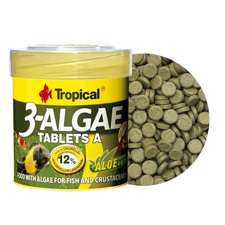 Algaeledel édesvízi és tengeri halaknak Tropical 3-Algae Tablets A, 50ml / 36g