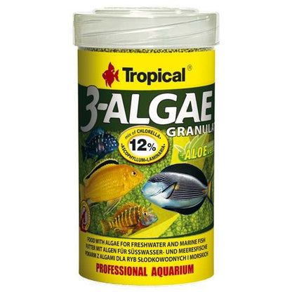 Algás eledel édesvízi és tengeri halaknak, Tropical 3-Algae Granulátum, 44g/100ml