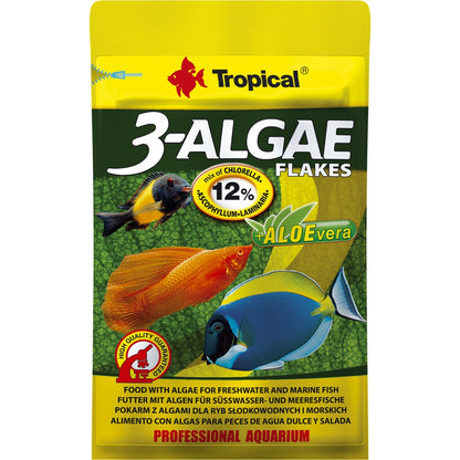 Pehelyeledel növényevő halaknak, Tropical 3-Algae Flakes, visszazárható tasak, 12 g