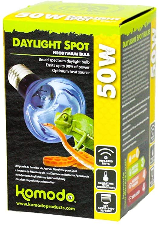 Izzó terráriumok megvilágításához, Komodo Neodymium Daylight Spot, 50w