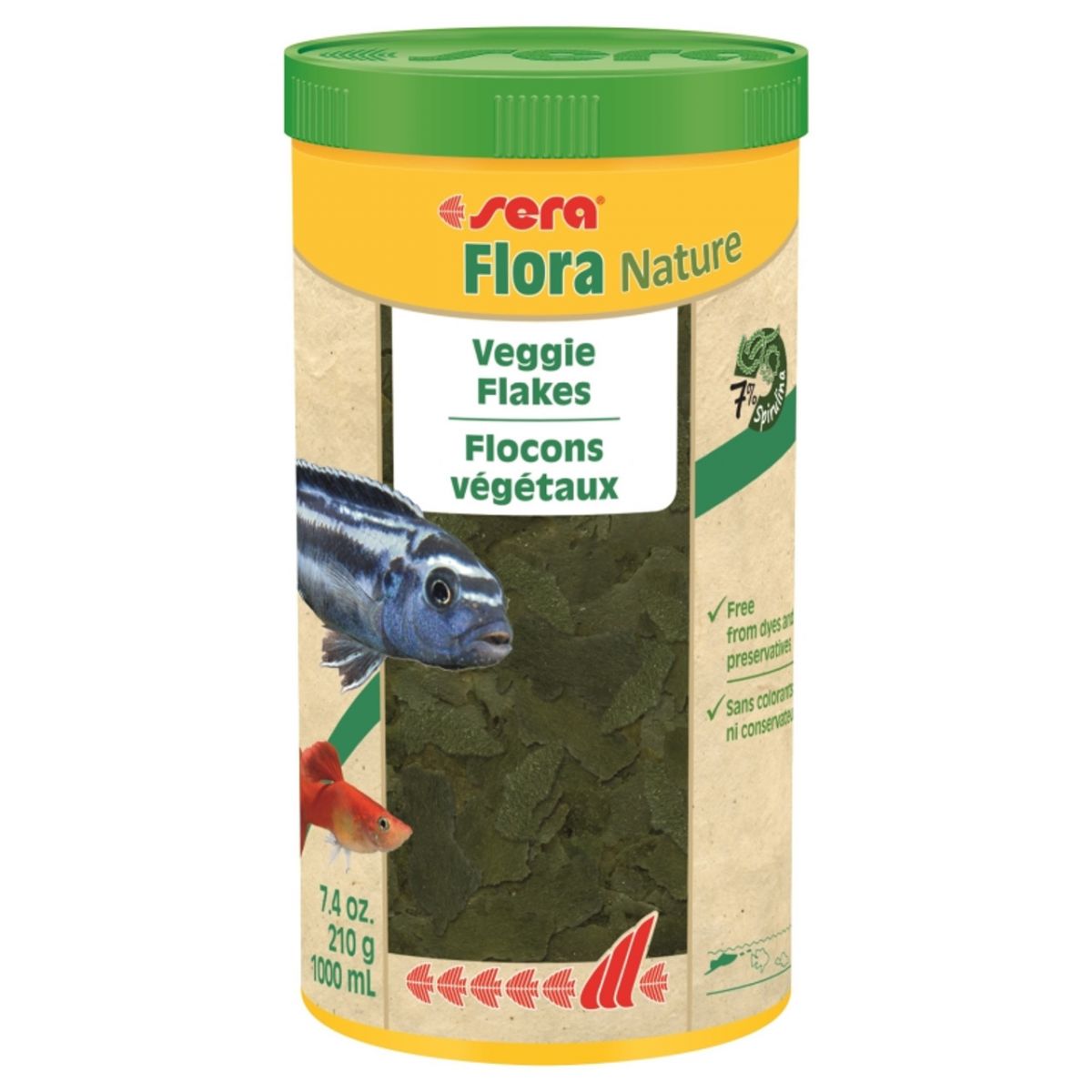 Hrană sub formă de fulgi, bogata in carotenoizi si substante de balast, Sera Flora Veggie Flakes, 22g