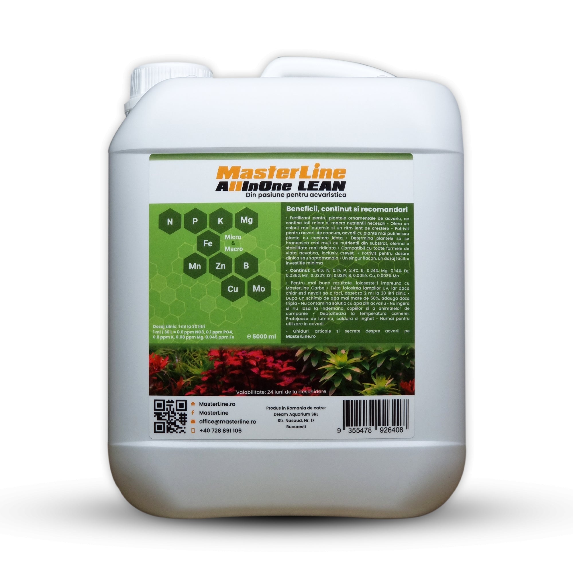 Fertilizant pentru plante acvatice, MasterLine All In One Lean, 200 ml