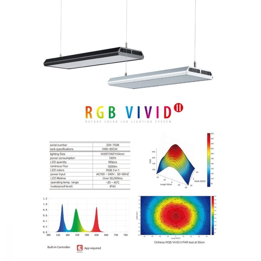 Akváriumi lámpa, Chihiros RGB VIVID 2 ezüst LED lámpa