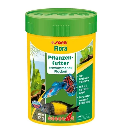 Hrană sub formă de fulgi, bogata in carotenoizi si substante de balast, Sera Flora Veggie Flakes, 22g