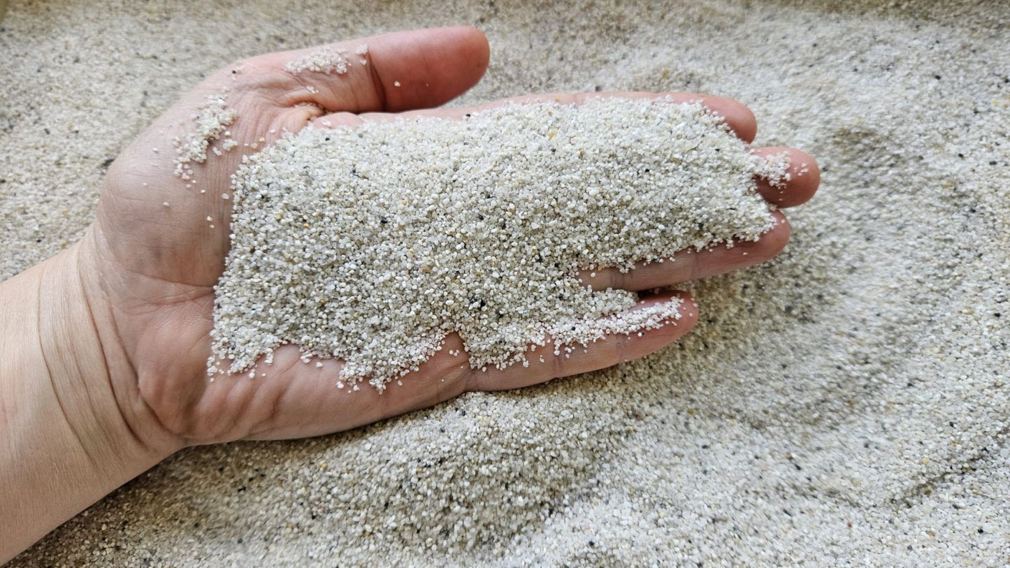 Ömlesztett fehér akváriumi homok, 0,4-1,4 mm, ár/kg