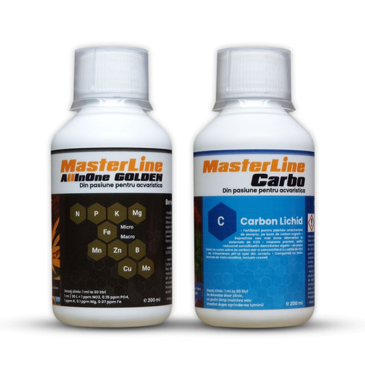 Pachet fertilizanți plante de acvariu MasterLine All In One Golden + MasterLine Carbo 200 ml