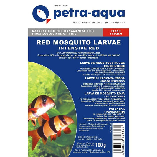 Fagyasztott eledel díszhalaknak, RED MOSQUITO LARVAE INTENSIVE RED (vörös szúnyoglárva, intenzív vörös), blister 100g