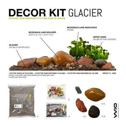 Komplett készlet hordozóval és kövekkel az akvárium díszítéséhez, Wio, Glacier Decor Kit, 20 kg