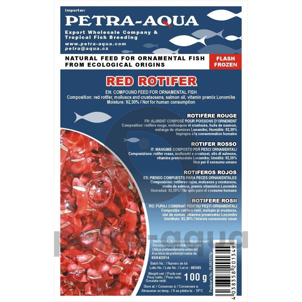 Fagyasztott eledel díszhalaknak, RED ROTIFER, blister 100 g