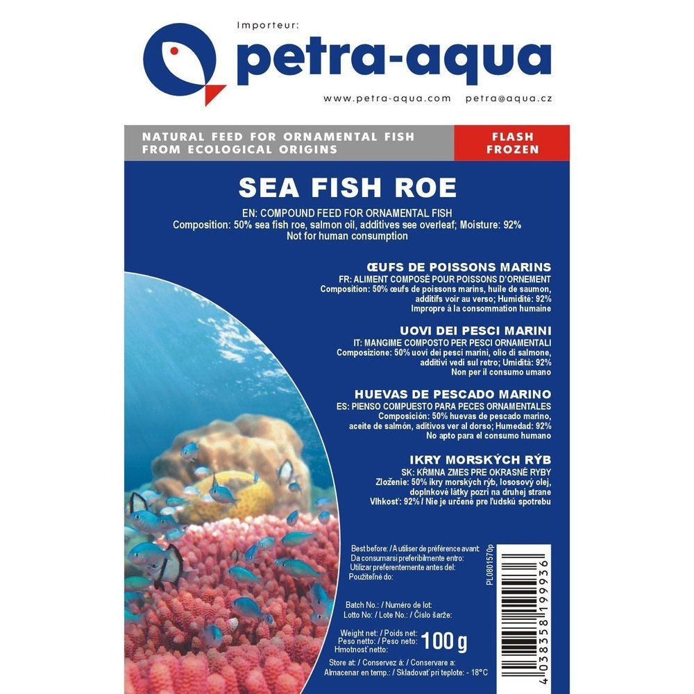 Fagyasztott eledel díszhalaknak, SEA FISH ROE, blister 100 g