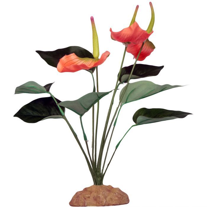 Planta artificiala pentru decor terariu, Komodo Anthurium Bush, 29 cm