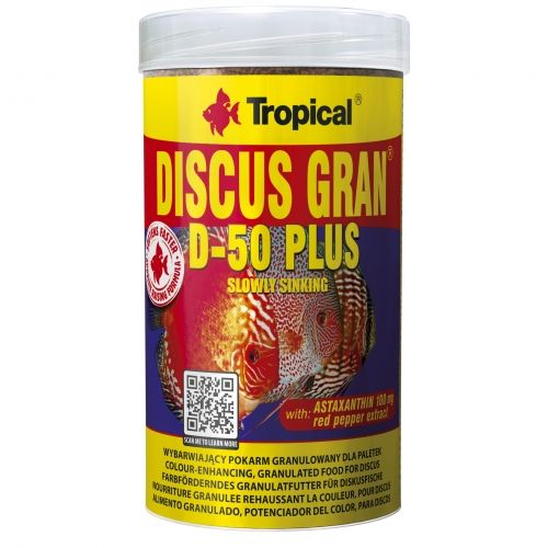 Hrana granulata pentru discusi, Tropical, Discus Gran D-50 Plus, 44 g/100 ml