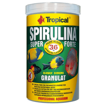 Granulált élelmiszer magas spirulina tartalommal, Tropical Spirulina Super Forte Granulated, 150g/250ml